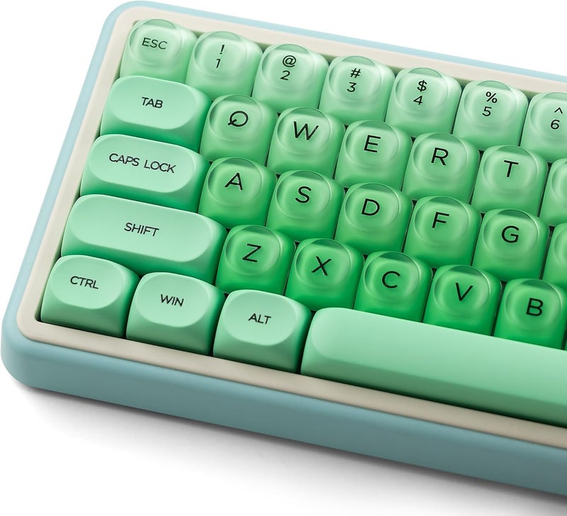 Rainy75 PBT Keycaps, Green Jelly Keycap Foundation MOA Profile, 132 Keys Cute Custom Keycaps for Cherry Gateron MX Swithes Mechanical Keyboards - Image 1